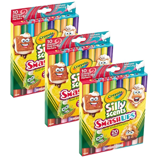 Crayola Silly Scents Smash Ups Dual-Ended Washable Markers, 10 Dual-Ended Markers, 30PK 58-8342 - main